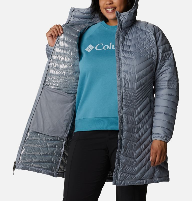 Jacheta Columbia Powder Lite Mid-High Dama Gri | Plus Size FNMAS0Q71